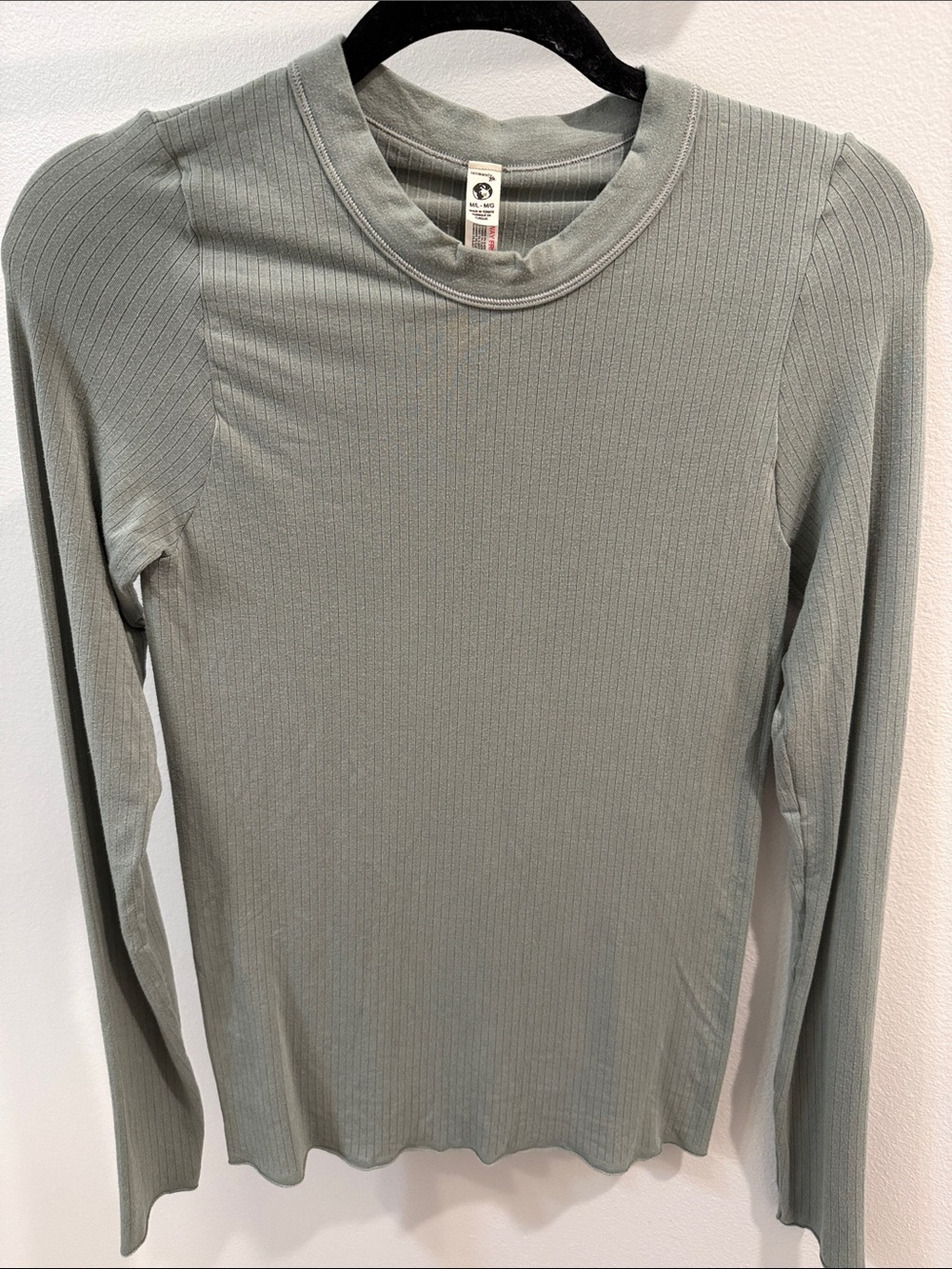Free People Intimately Ribbed Long Sleeve Top in Sage